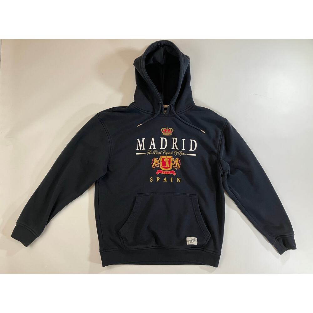 Originals by PYM Madrid Spain Men L Black Pullover Hoodie Crest 80% Cotton